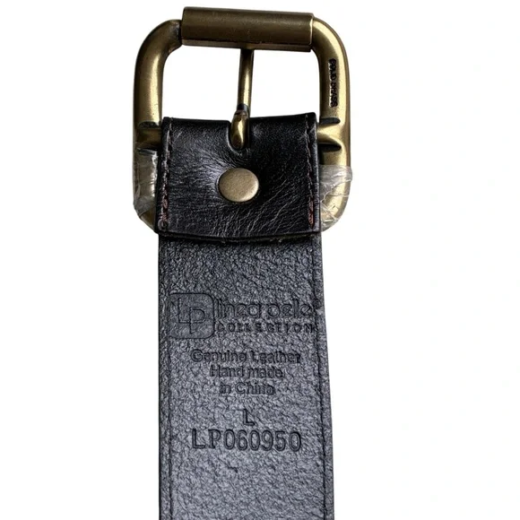 Linea Pelle Black Leather Belt Solid Brass Buckle Large NWOT - Picture 8 of 13